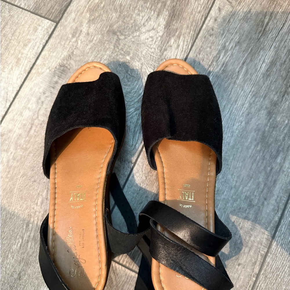 Black Suede Open-Toe Women’s Sandals